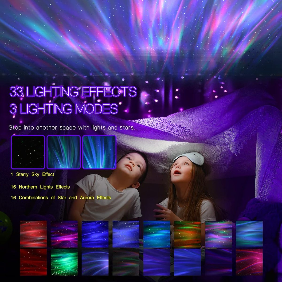 33 lighting effects and 3 lighting modes